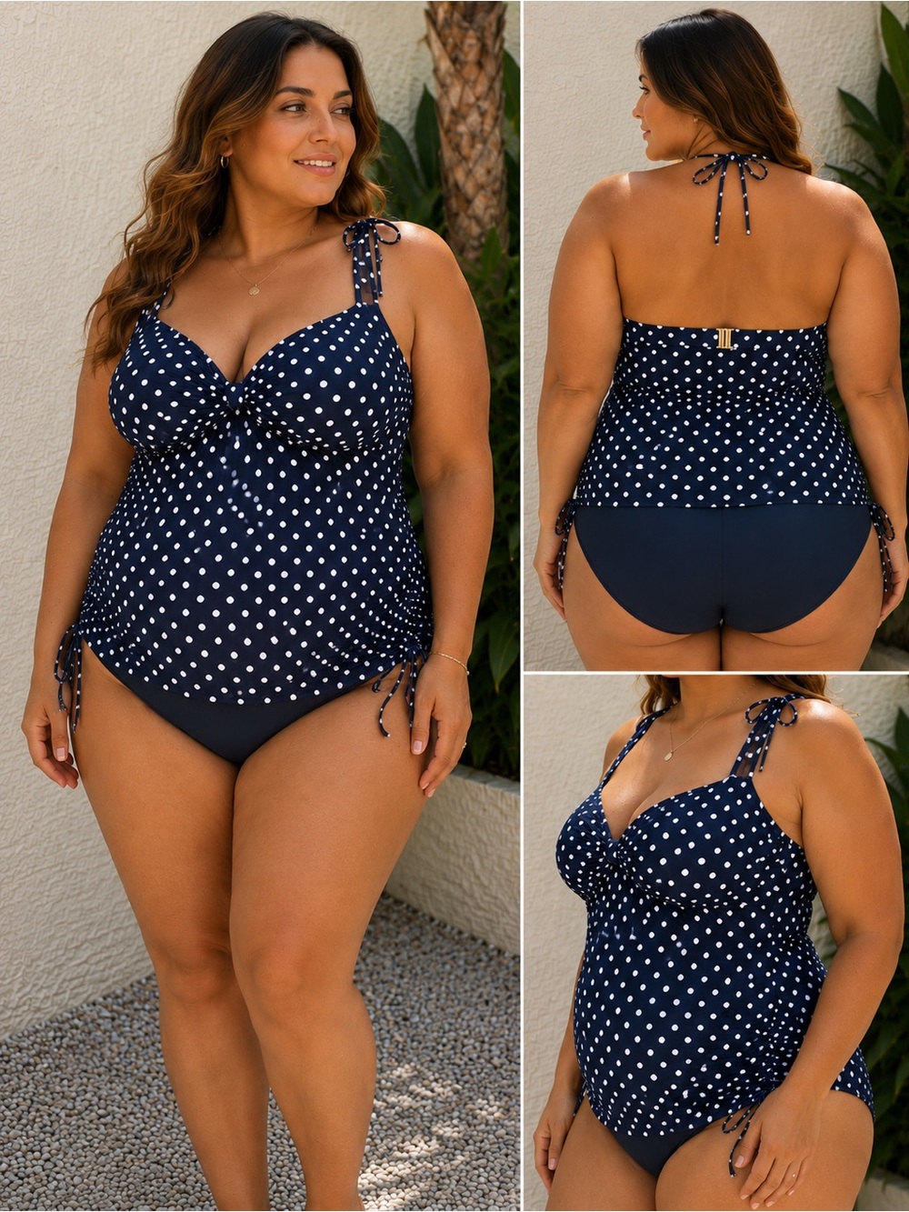 Summer Mae Navy Polka Dot Maternity Tankini Set